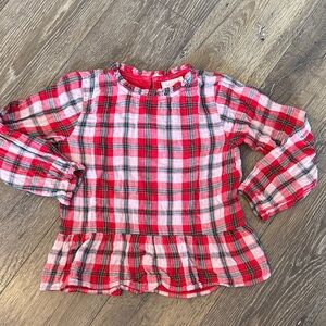 Cat & Jack Red and Green Plaid Girls Blouse